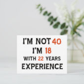 40. Geburtstagsdesigns Postkarte (Stehend Vorderseite)