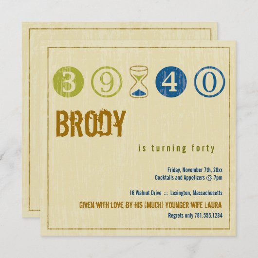 40. Geburtstagseinladung - Anpassen Einladung (Vorne/Hinten)
