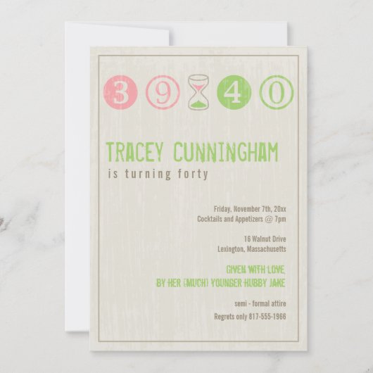 40. Geburtstagseinladung - Anpassen Einladung (Vorderseite)