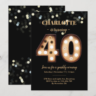 40. Geburtstagseinladung Bright Lights Einladung