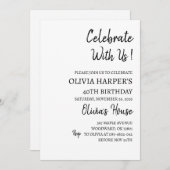 40. Geburtstagseinladung für Erwachsene - Schwarz  Einladung (Vorne/Hinten)