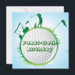40. Geburtstagseinladung für Frauen zum Golfspiele Einladung<br><div class="desc">Auf dieser blau-weiß-grünen 40. Geburtstags-Golf-Party Einladung für Golfer können Sie den gesamten Text individuell gestalten. Mit dem großen zentralen Golfball mit grünem Gras und mehreren Golf-verwandten Elementen, wie der Golftasche, den Golfklubs, dem Golfwagen und den Flaggen, würde es für jede Art von Golf-Event funktionieren.Sie können es in jedes Alter ändern....</div>