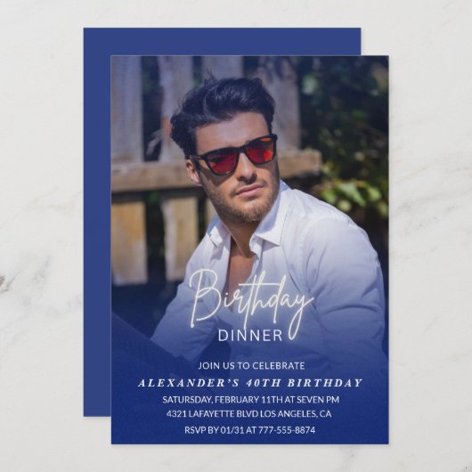 40. Geburtstagseinladung Geburtstagsessen Foto Män Einladung (Vorne/Hinten)