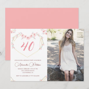 40. Geburtstagseinladungen Boho Floral Foto Einladung