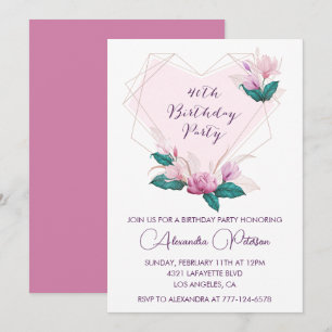 40. Geburtstagseinladungen Elegant Boho pink Einladung