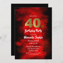 40. Geburtstagseinladungen in Schwarz und Rot