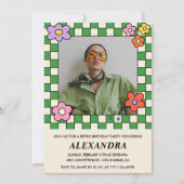 40. Geburtstagseinladungen Retro Groovy Blume Einladung (Vorderseite)