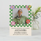 40. Geburtstagseinladungen Retro Groovy Blume Einladung (Stehend Vorderseite)