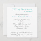 40. Geburtstagsfeier - Aqua Einladung (Rückseite)