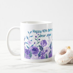 40. Geburtstagsfeier Blume Liebe Elegant Modernes  Kaffeetasse