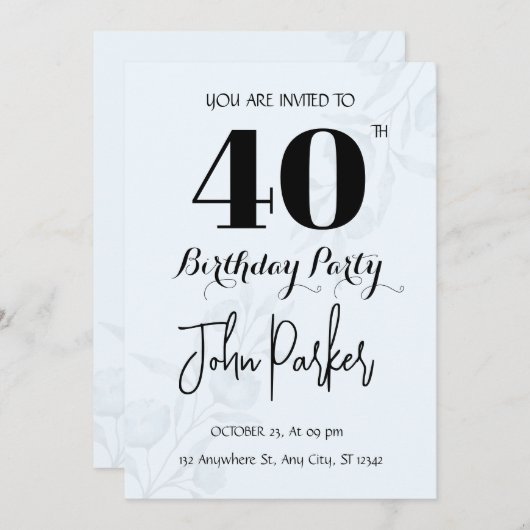 40. Geburtstagsfeier Einladung (Vorne/Hinten)