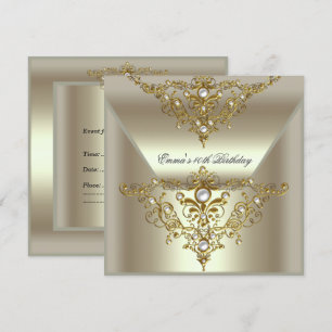 40. Geburtstagsfeier Gold Mint Creme Perle Einladung