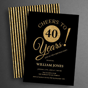 40. Geburtstagsfeier Gold Schwarz Einladung