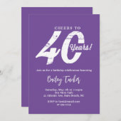 40. Geburtstagsfeier Lila Geburtstagsparty Einladung (Vorne/Hinten)