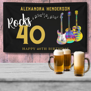 40. Geburtstagsfeier Musik Gitarren Rock and Roll Banner