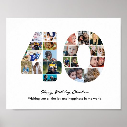 40. Geburtstagsfeier Nummer 40 Fotocollage Poster (Vorne)