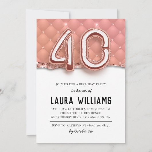 40. Geburtstagsfeier Party Einladung (Vorderseite)