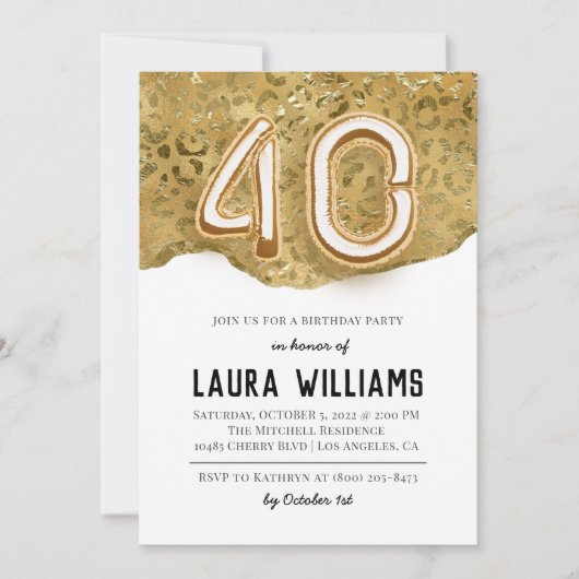 40. Geburtstagsfeier Party Einladung (Vorderseite)