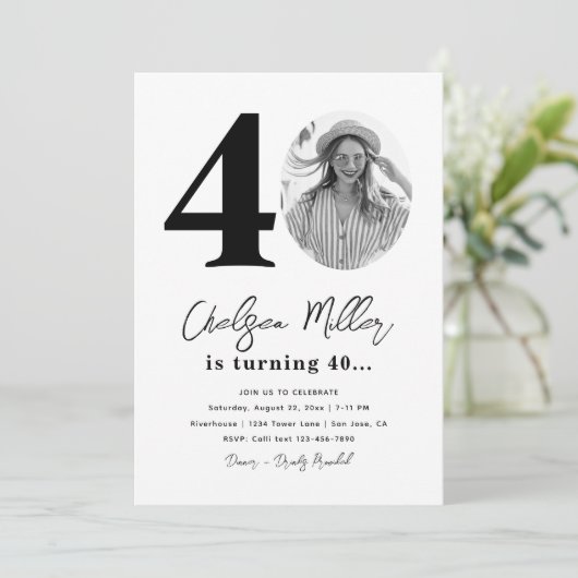 40. Geburtstagsfeier Party Einladung | 40. Geburts (Stehend Vorderseite)