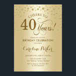 40. Geburtstagsfeier - Party Einladung Gold<br><div class="desc">40. Geburtstagsfeier Party Einladung. Elegantes Design mit Imitaten Glitzer Gold. Feiert bis 40 Jahre! Nachricht,  wenn Sie weitere Anpassungen benötigen.</div>
