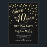 40. Geburtstagsfeier Party Einladung - Gold Black<br><div class="desc">40. Geburtstag Party Einladung Elegantes Design mit Imitaten Glitzer Gold und Schwarz. Feiert bis 40 Jahre!</div>