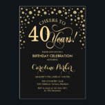 40. Geburtstagsfeier Party Einladung - Gold Black<br><div class="desc">40. Geburtstagsfeier Party Einladung. Elegantes Design mit Imitaten Glitzer Gold und Schwarz. Feiert bis 40 Jahre! Nachricht,  wenn Sie weitere Anpassungen benötigen.</div>