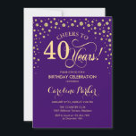 40. Geburtstagsfeier Party Einladung - Gold Lila<br><div class="desc">40. Geburtstagsfeier Party Einladung. Elegantes Design mit Imitaten Glitzer Gold und lila. Feiert bis 40 Jahre! Nachricht,  wenn Sie weitere Anpassungen benötigen.</div>