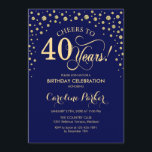 40. Geburtstagsfeier Party Einladung - Gold Navy B<br><div class="desc">40. Geburtstagsfeier Party Einladung. Elegantes Design mit Imitaten Glitzer Gold und Marineblau. Feiert bis 40 Jahre! Nachricht,  wenn Sie weitere Anpassungen benötigen.</div>