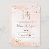 40. Geburtstagsfeier Party Einladung Rosa (Vorne/Hinten)