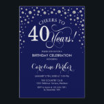 40. Geburtstagsfeier Party Einladung - Silver Navy<br><div class="desc">40. Geburtstagsfeier Party Einladung. Elegantes Design mit Imitaten Glitzer Silber und Marineblau. Feiert bis 40 Jahre! Nachricht,  wenn Sie weitere Anpassungen benötigen.</div>