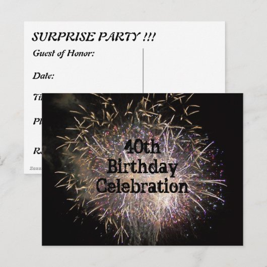 40. Geburtstagsfeier Postkarte (Vorne/Hinten)
