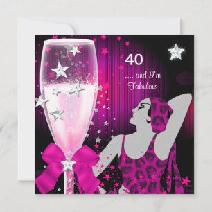40. Geburtstagsfeier Retro-Diva Fantastisch Rosa Einladung