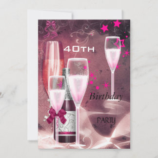 40. Geburtstagsfeier Rosé Champagner 40 Einladung
