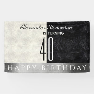 40. Geburtstagsfeier, Schwarz-Weiß Marmor Banner