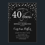 40. Geburtstagsfeier - Silberschwarz Einladung<br><div class="desc">40. Geburtstagsfeier Party Einladung. Elegantes Design mit Imitaten Glitzer silber und schwarz. Feiert bis 40 Jahre! Nachricht,  wenn Sie weitere Anpassungen benötigen.</div>