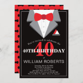 40. Geburtstagsfeier, Tuxedo Einladung (Vorne/Hinten)