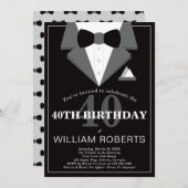 40. Geburtstagsfeier, Tuxedo Einladung (Vorne/Hinten)