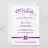 40. Geburtstagsfeiern - mit Monogramm Einladung (Rückseite)