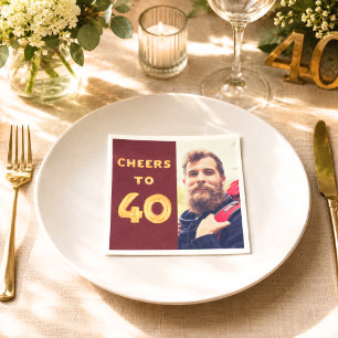 40. Geburtstagsfoto bordeauxrote goldene Ballons P Serviette