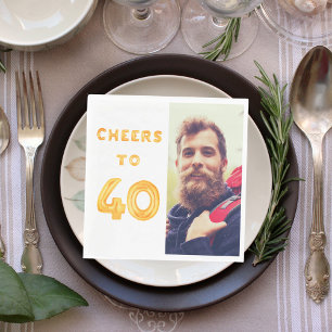 40. Geburtstagsfoto goldene Ballons Prost Luncheon Serviette