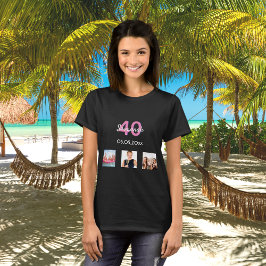 40. Geburtstagsfrau Foto Rosa Monogramm T-Shirt