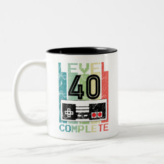 40. GeburtstagsGamer-Geschenk Stufe 40 Vollständig Zweifarbige Tasse