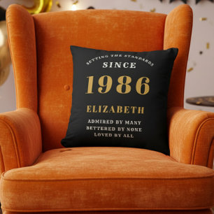 40. Geburtstagsgeschenk Personalisiert 1986 Schwar Kissen