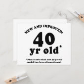 40. Geburtstagsgeschenke Karte (Vorderseite/Rückseite Beispiel)