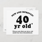 40. Geburtstagsgeschenke Postkarte (Vorne/Hinten)