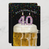 40. Geburtstagskandle-Party Einladung (Vorne/Hinten)