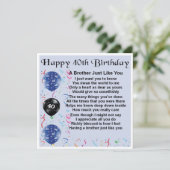 40. Geburtstagskarte - Bruder Karte (Stehend Vorderseite)