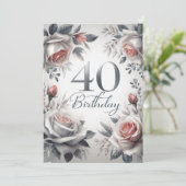 40. Geburtstagskarte Einladung (Stehend Vorderseite)