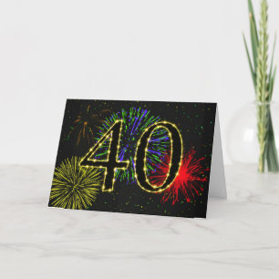 40. Geburtstagskarte mit Feuerwerk Karte