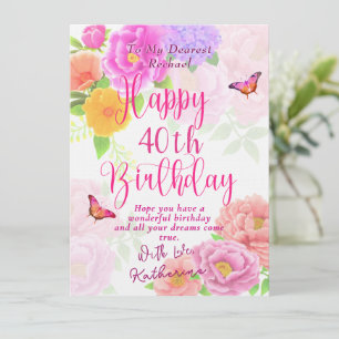 40. Geburtstagskarte Peonies Garden Happy Birthday